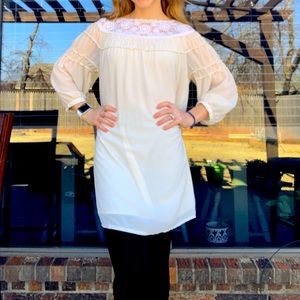 Forever 21 White and Cream Sheath Dress